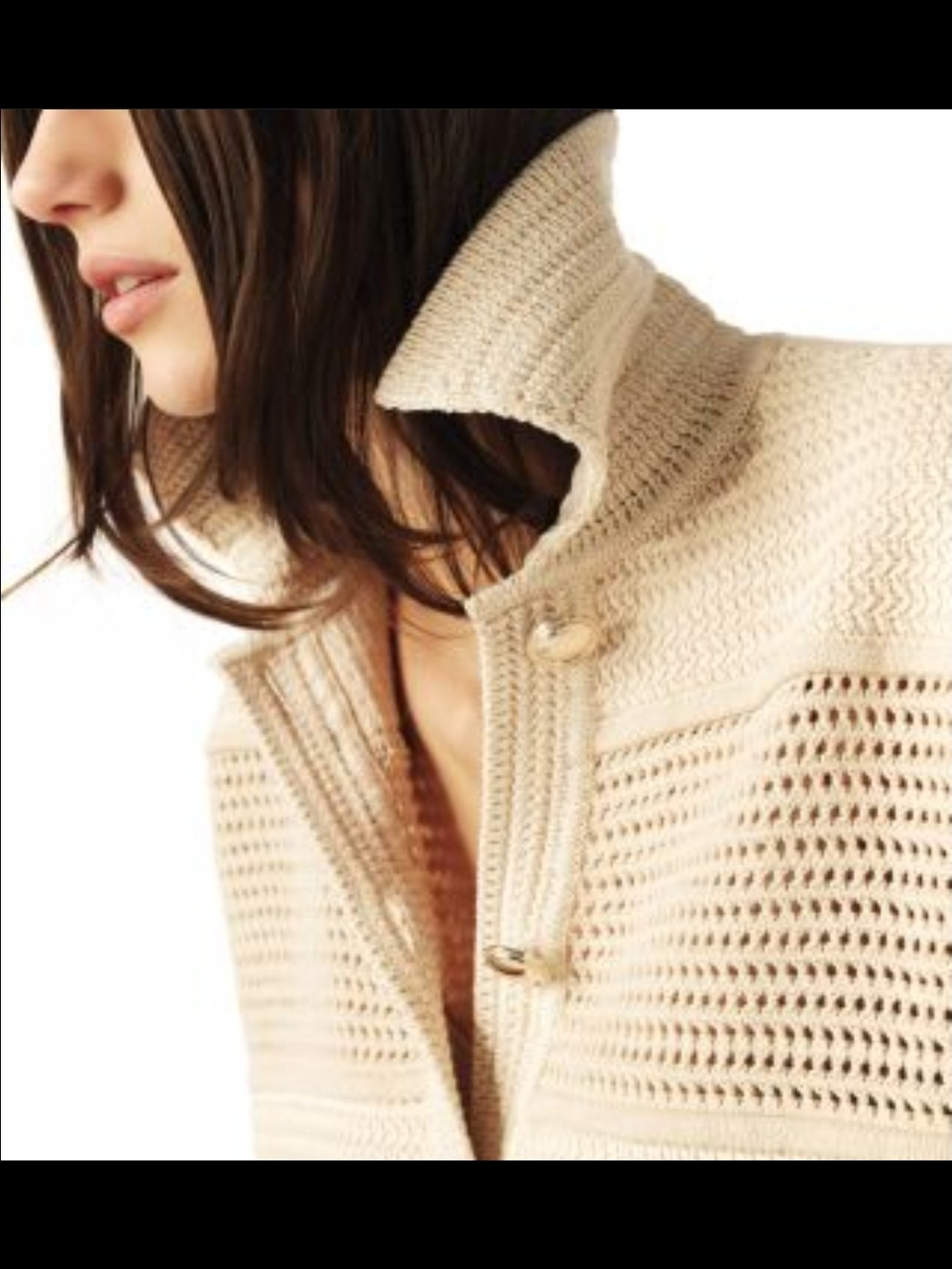 ba&sh Cream Open-Weave Button Cardigan - Picture 3 of 11
